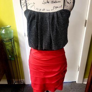 WOMEN'S RED & BLACK BLING BLING PARTY DRESS